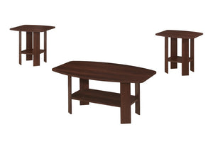 Set of Three 36" Dark Brown Coffee Table With Shelf