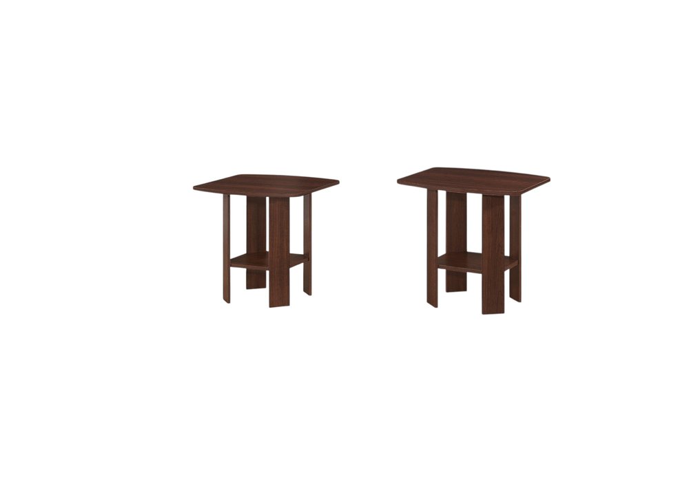 Set of Three 36" Dark Brown Coffee Table With Shelf