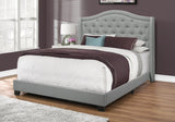 Solid Wood Queen Tufted Gray Upholstered Linen Bed With Nailhead Trim