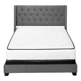 Solid Wood Queen Tufted Gray Upholstered Velvet Bed With Nailhead Trim