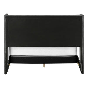 Solid Wood Queen Tufted Gray Upholstered Velvet Bed With Nailhead Trim