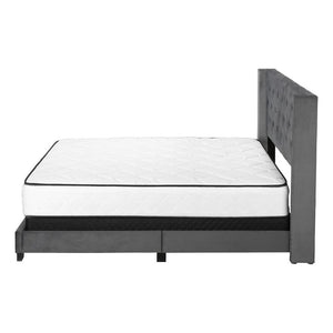 Black And Dark Gray Upholstered Queen Bed Frame With Nailhead Trim