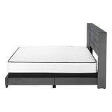 Solid Wood Queen Tufted Gray Upholstered Velvet Bed With Nailhead Trim