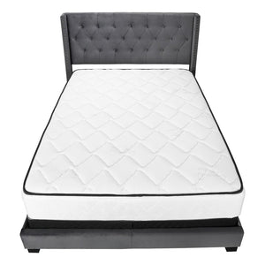 Black And Dark Gray Upholstered Queen Bed Frame With Nailhead Trim