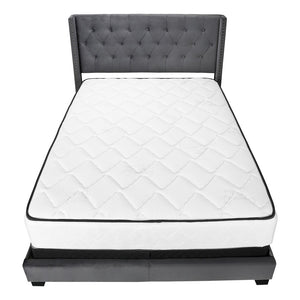 Solid Wood Queen Tufted Gray Upholstered Velvet Bed With Nailhead Trim