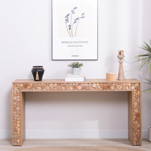 Rustic Wood Console Table With Natural Log Accents, Entryway Table, Narrow Sofa Table, Hallway Accent Table, Modern Farmhouse Style - Natural