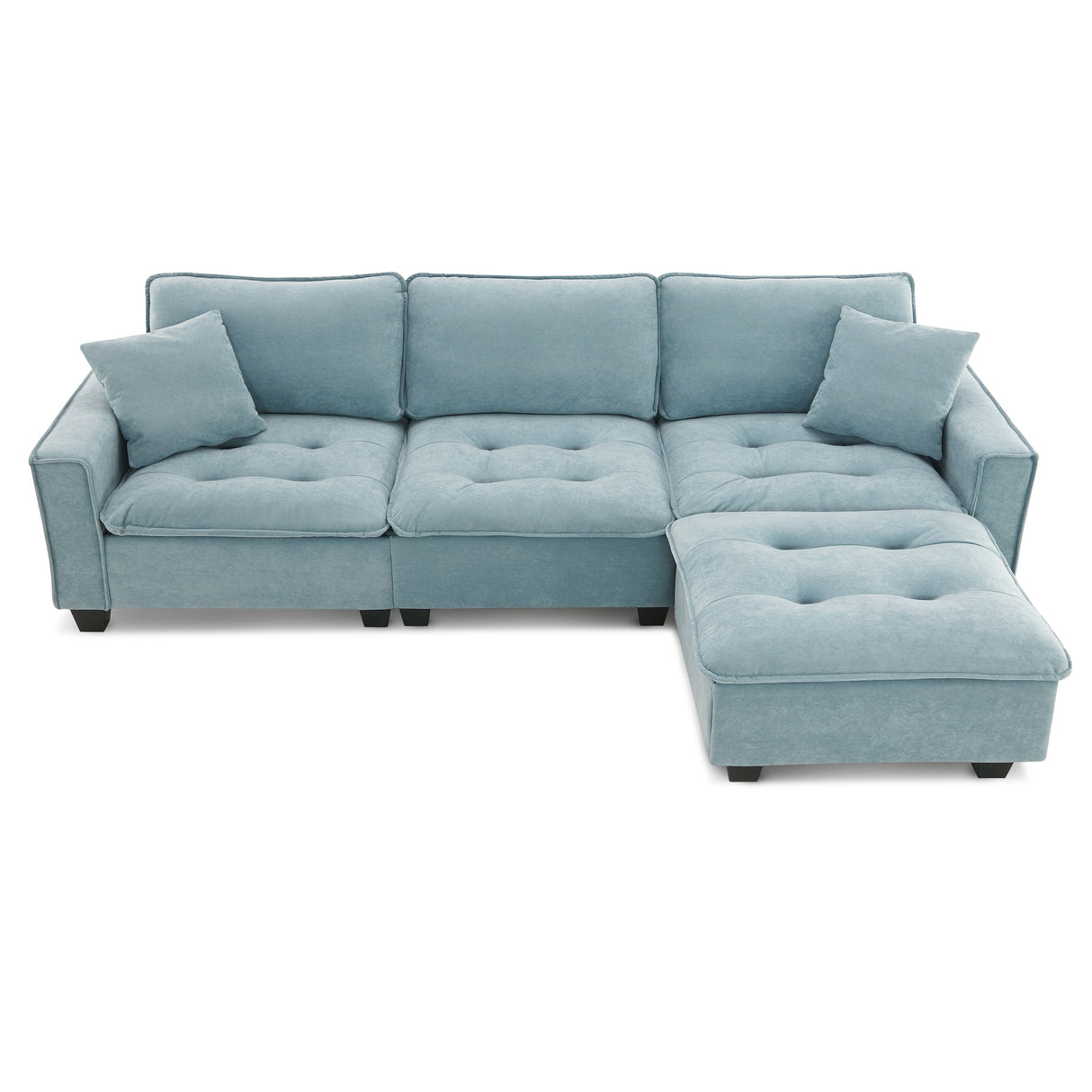 Modern Convertible Sectional L Shaped Reversible Couch Set With Free Pillows 4 Seat Suede Sleeper Sofa With Ottoman by Couch.com
