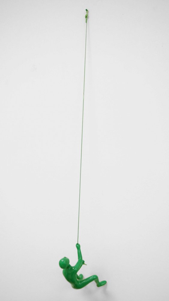 6" X 3" Green Resin Climbing Man Hanging Dimensional Sculpture