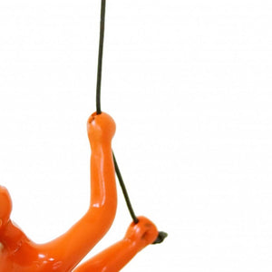 6" X 3" Orange Resin Climbing Man Hanging Dimensional Sculpture