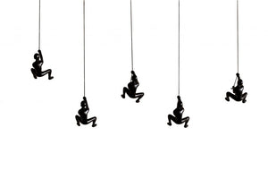 Set of Five Black Resin Climbing Man Hanging Dimensional Sculpture