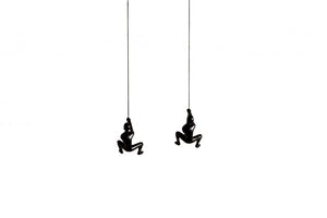 Set of Two Black Resin Climbing Man Hanging Dimensional Sculpture