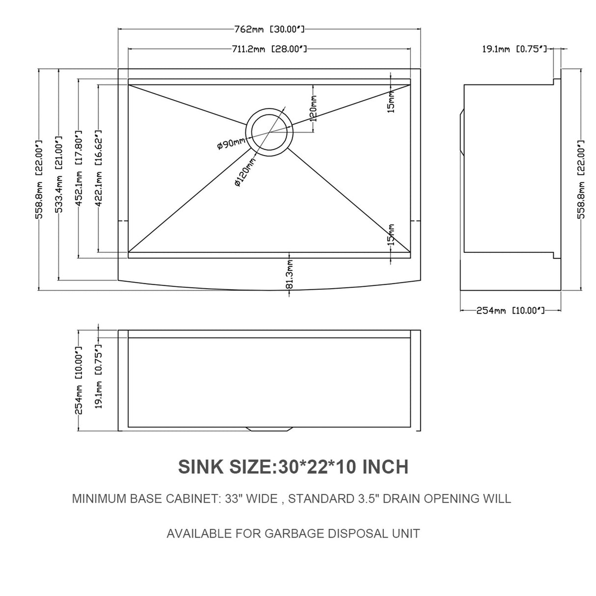 Classic Ceramic Farmhouse Sink Workstation Single Bowl With Durable Finish