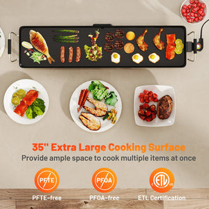 35 Inch Large Electric Griddle Nonstick BBQ Grill with Adjustable Temperature-M by DirectDeals