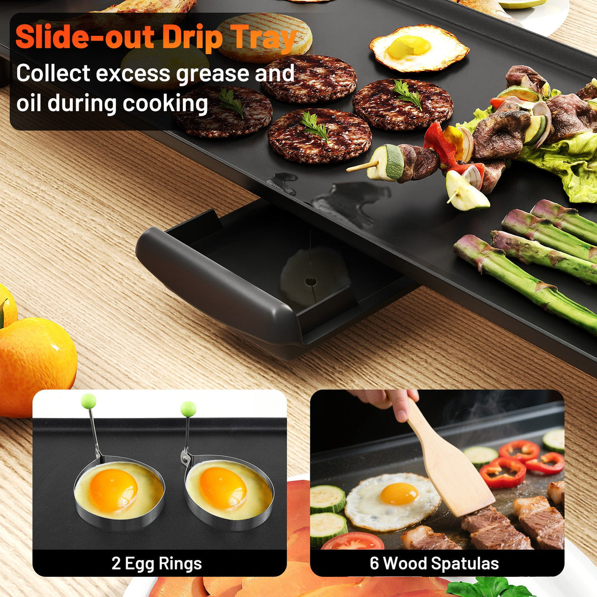 35 Inch Large Electric Griddle Nonstick BBQ Grill with Adjustable Temperature-M by DirectDeals