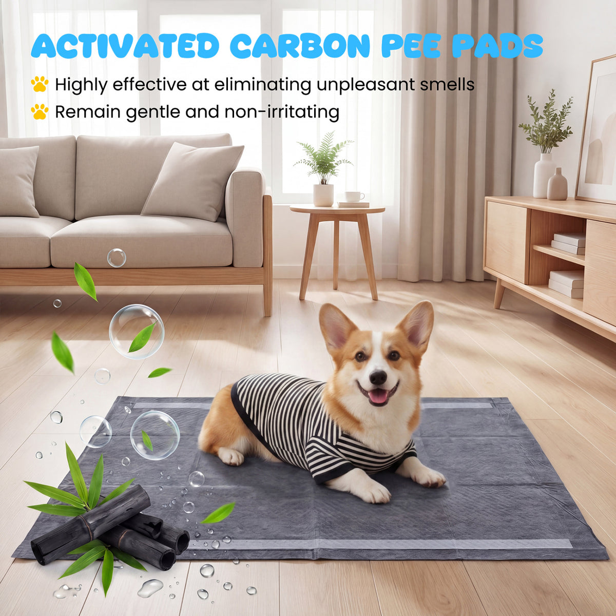 35.5" x 24" CharcoalÂ Dog Pee Pads 6-Layer for Dogs-Black