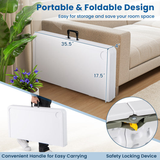 35 Inch 4 Player Game Card Folding Mahjong Table with Cup Holders-Blue