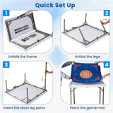 35 Inch 4 Player Game Card Folding Mahjong Table with Cup Holders-Blue