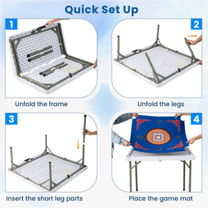 35 Inch 4 Player Game Card Folding Mahjong Table with Cup Holders-Blue