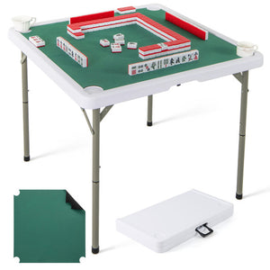 35 Inch 4 Player Game Card Folding Mahjong Table with Cup Holders-Green