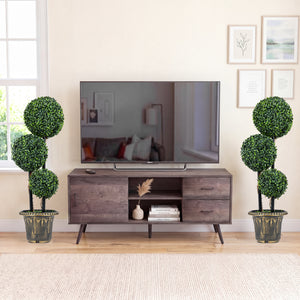 35 Inches Artificial Boxwood Topiary Tree Triple Ball Shrubs