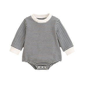 Baby Boys And Girls Long Sleeve Multi-color Stripe Pattern Triangle Jumpsuit