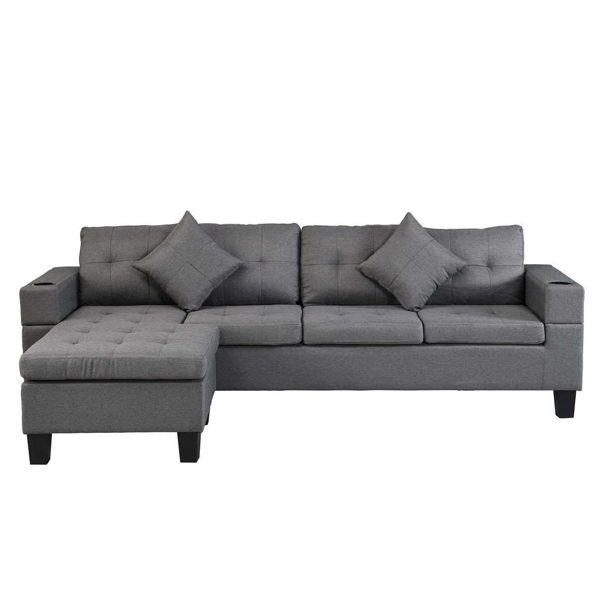 Sectional Sofa Set For Living Room With L Shape Chaise Lounge, Cup Holder And Left Or Right Hand Chaise Modern 4 Seat by Couch.com
