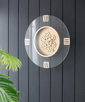 Round Moving Gear Roman Numeral Clock - Multicolor by Couch.com