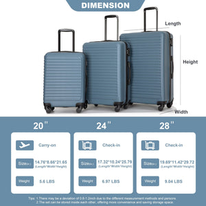 3 Piece Luggage Sets Lightweight Suitcase With Two Hooks, Spinner Wheels, Tsa Lock by Couch.com