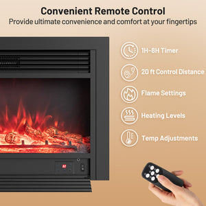 33/36-Inch Electric Fireplace Insert 750W/1500W Recessed Fireplace Heater-1500W