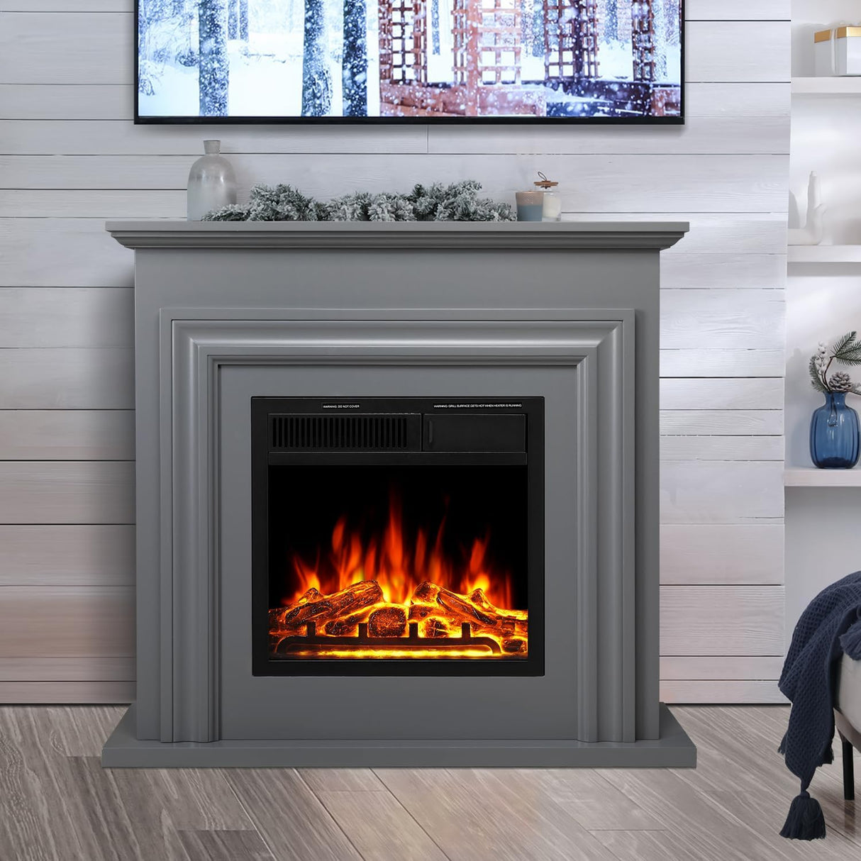 36 Inch Electric Fireplace Mantel Wooden Surround Firebox M1804