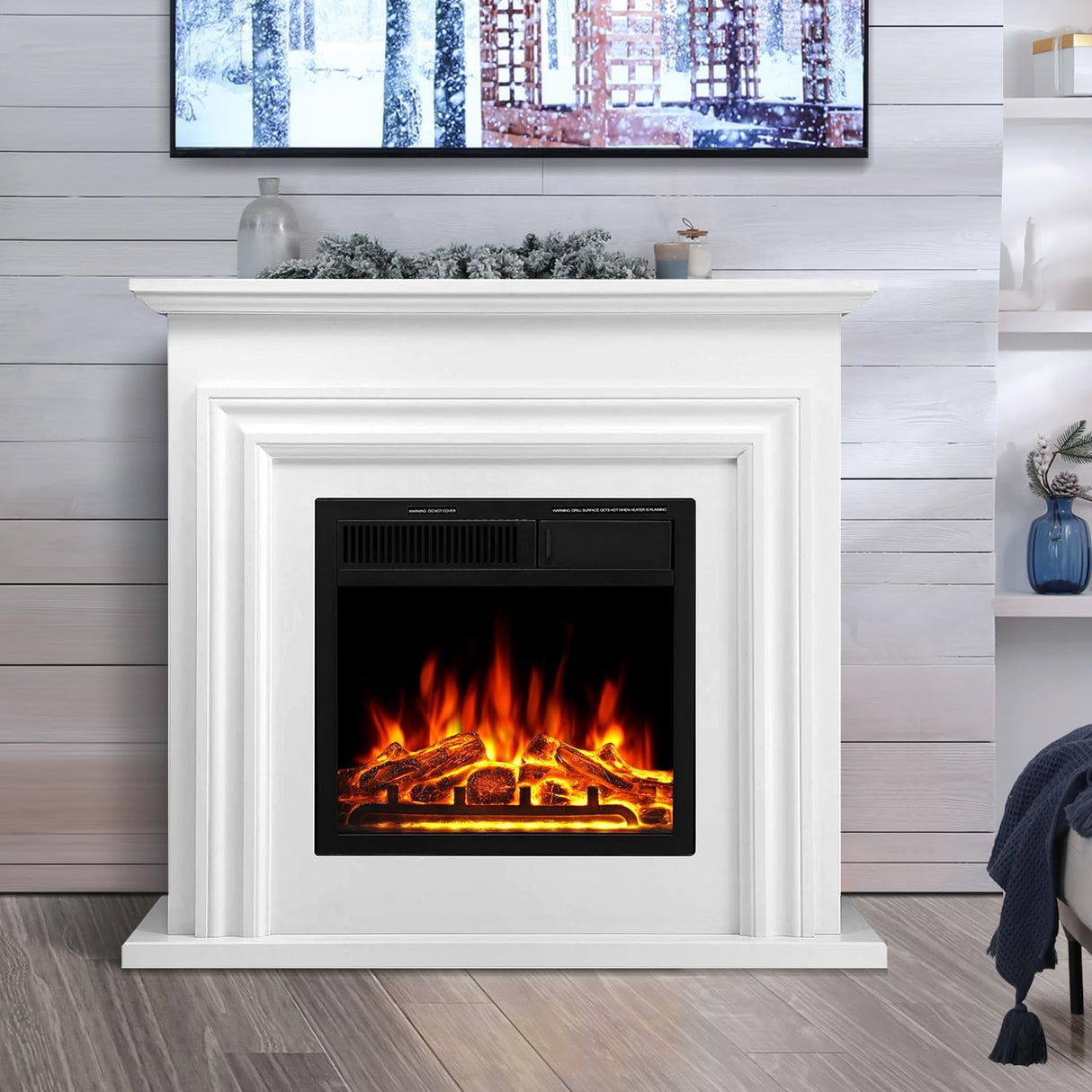 36 Inch Electric Fireplace Mantel Wooden Surround Firebox M1804
