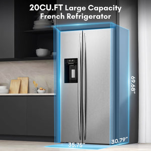 36" Side By Side 20.01 Cu. ft. Built-in Refrigerator with Freezer & Ice Maker Included