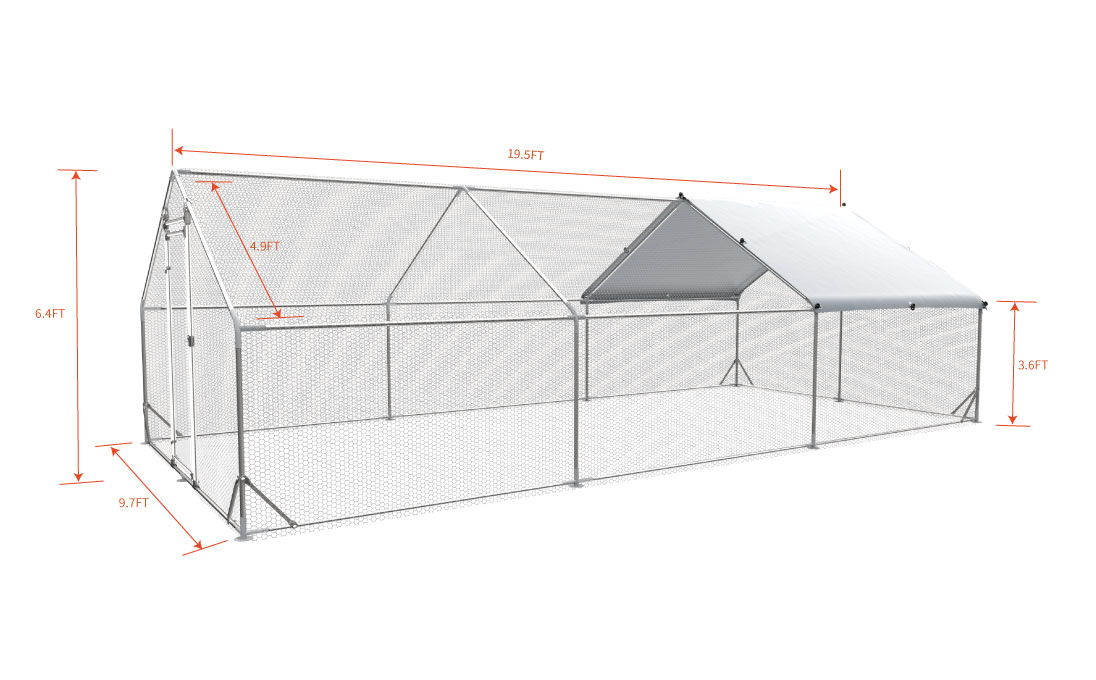 Large Metal Chicken Coop, Walk In Poultry Cage Hen Run House Rabbits Habitat Cage Spire Shaped Coop With Waterproof And Anti Ultraviolet Cover by Couch.com