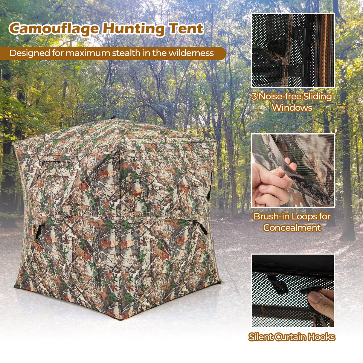 360 ° One Way See Through Hunting Blind Ground Blind with Portable Carrying Bag