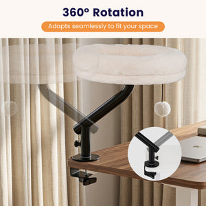 360Â° Rotating Cat Desk Bed for Indoor Cats with Removable Perch-White