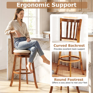 360° Rotating Counter Height Chairs Set of 4 with Backrest and Upholstered Seat-29 inches
