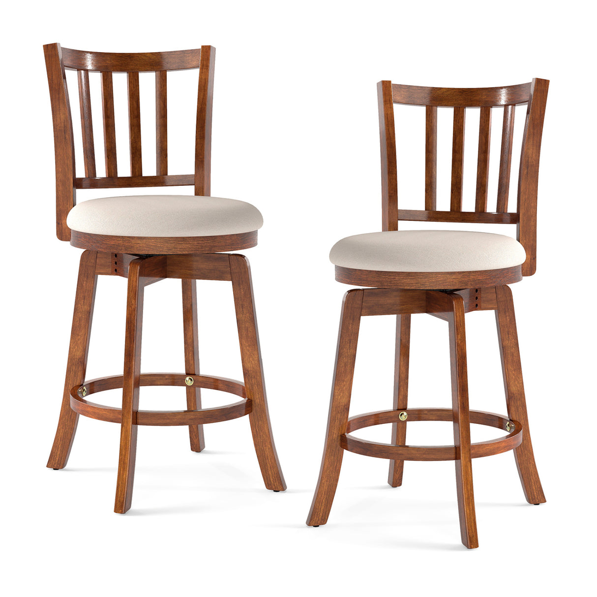 360 ° Rotating Counter Height Chairs Set of 2 with Upholstered Seat and  Backrest-24 inches