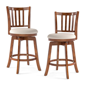 360 ° Rotating Counter Height Chairs Set of 2 with Upholstered Seat and  Backrest-24 inches