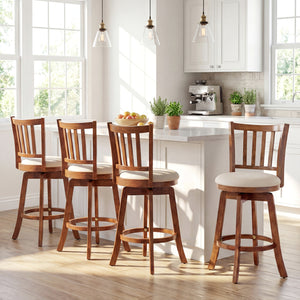 360 ° Rotating Counter Height Chairs Set of 4 with Backrest and Upholstered Seat-24 inches