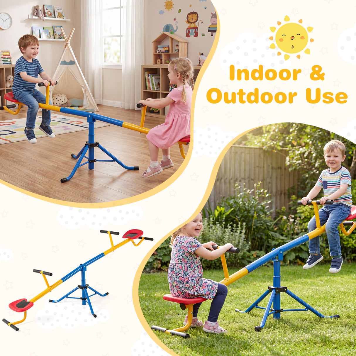 360 °Rotation Kids Seesaw Swivel Teeter Totter Playground Equipment