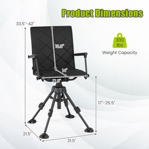 360Â° Silent Swivel Hunting Seat with 5-Level Adjustable-Black