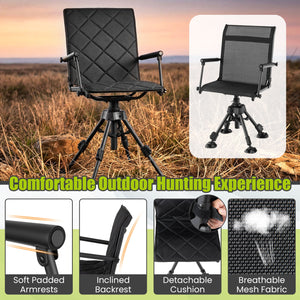 360Â° Silent Swivel Hunting Seat with 5-Level Adjustable-Black