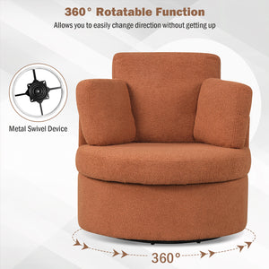 360 ° Swivel Accent Chair with Half Moon Storage Ottoman-Light Brown