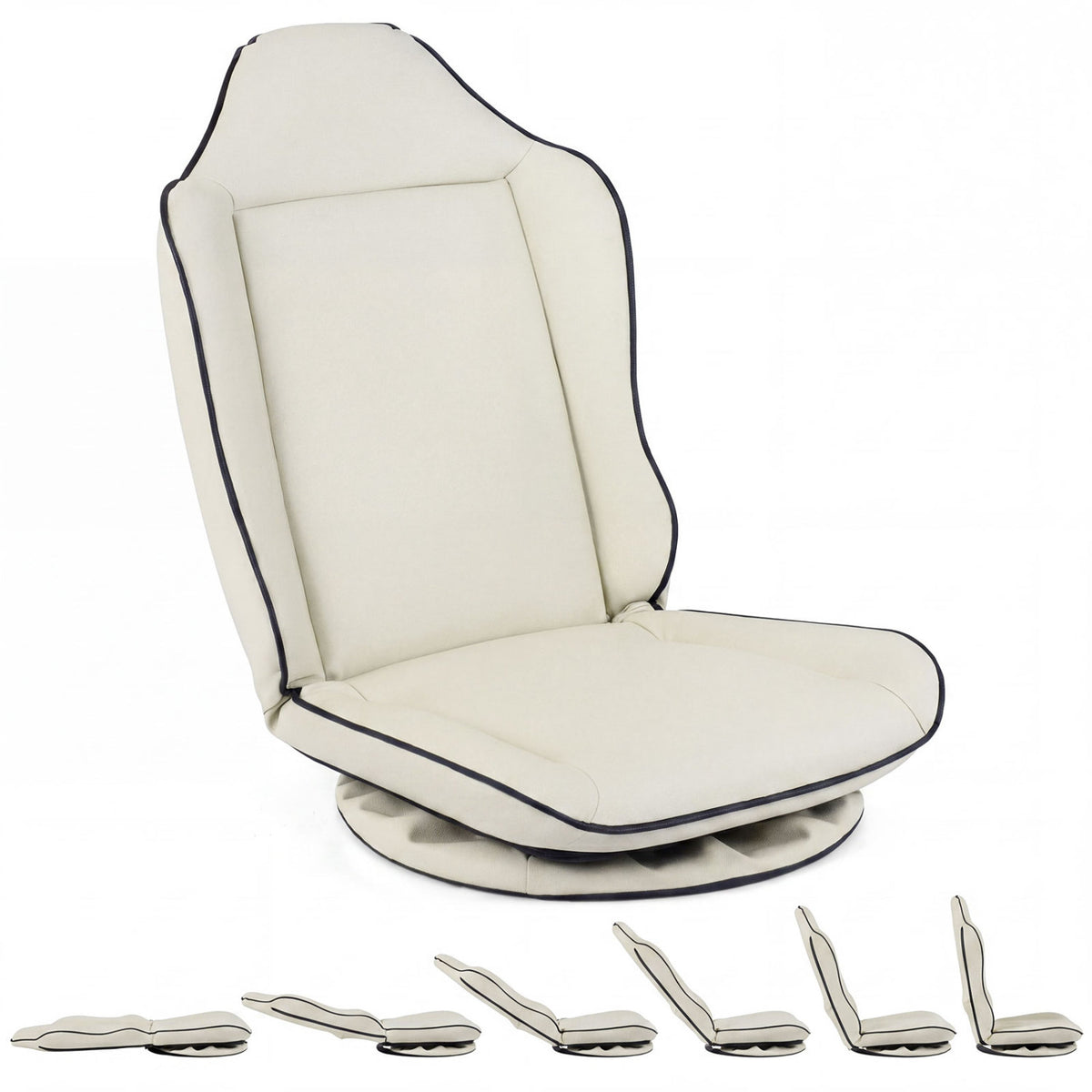360Â° Swivel Floor Gaming Chair with 5-Level Adjustable Backrest-Beige