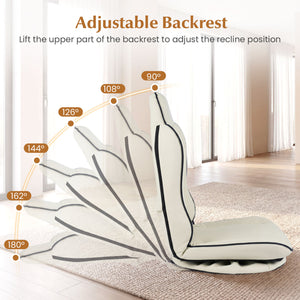 360Â° Swivel Floor Gaming Chair with 5-Level Adjustable Backrest-Beige