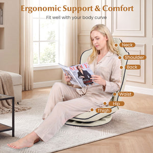 360Â° Swivel Floor Gaming Chair with 5-Level Adjustable Backrest-Beige
