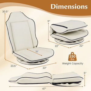 360Â° Swivel Floor Gaming Chair with 5-Level Adjustable Backrest-Beige