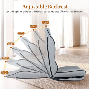 360Â° Swivel Floor Gaming Chair with 5-Level Adjustable Backrest-Gray
