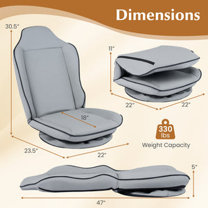 360Â° Swivel Floor Gaming Chair with 5-Level Adjustable Backrest-Gray