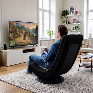 360Â° Swivel Gaming Chair with 4 Adjustable Position-Black and Gray